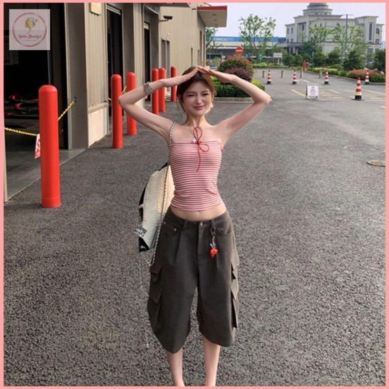 HB6655 Women's Striped strap tube top vest for women summer inner short outerwear top
