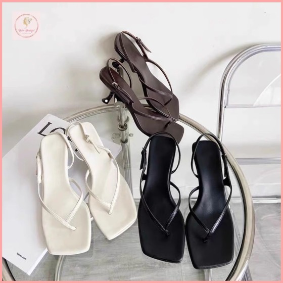 HBS135 French-style high heels for women, new summer style, genuine leather flip-flops, stiletto heels, kitten heel flip-flops.
