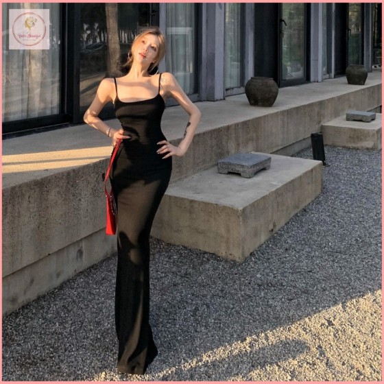 HB7065 Red sexy suspender dress for women, summer 2025 new American style slim fit, hip-hugging and waist-cinching long dress