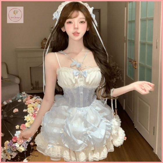 HB6704 Light Lolita Style Sweet Heavy-Duty Suspender Dress Women's Gentle and Elegant Princess Tutu Skirt