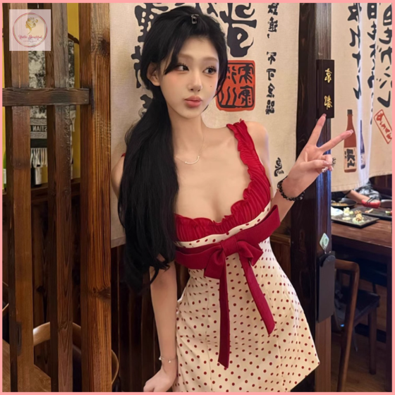 HB6919 Women's sweet and elegant pure and gentle style age-reducing sexy girl suspender dress A-line short skirt women's autumn new style